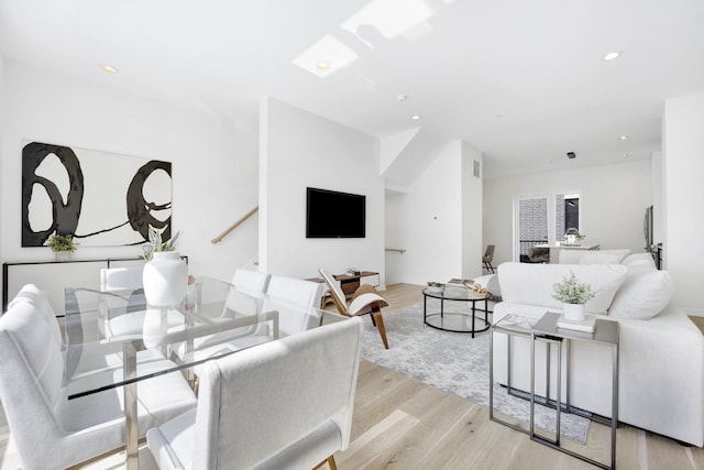 living room featuring light wood-type flooring