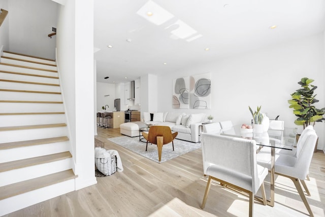 living room with light wood-type flooring