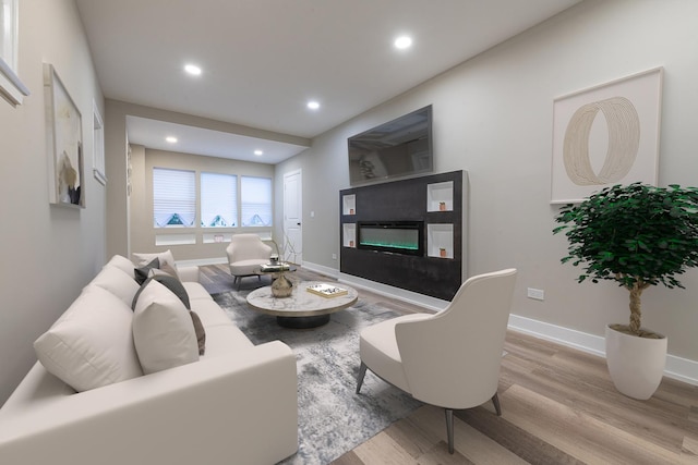 living room featuring light hardwood / wood-style floors