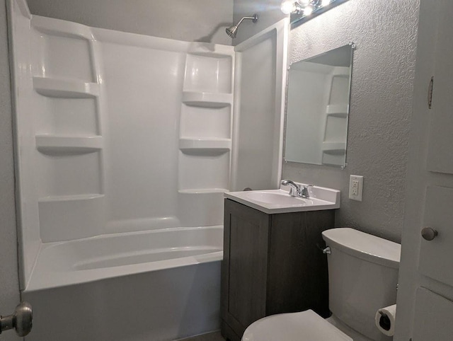 full bathroom featuring vanity, toilet, and shower / washtub combination