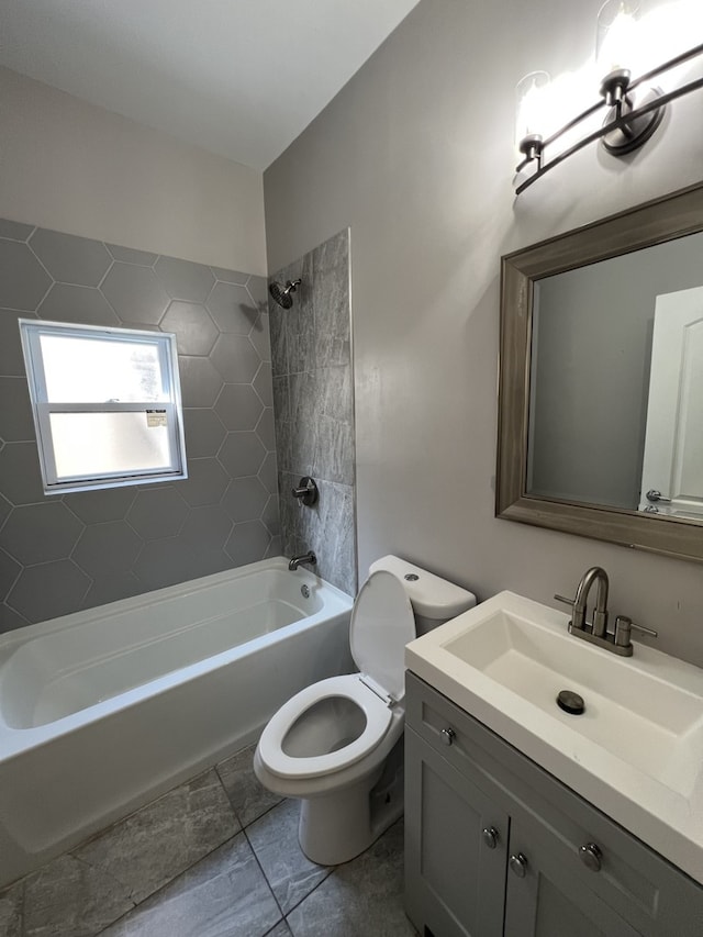 bathroom with bathing tub / shower combination and vanity