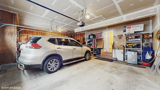 garage with a garage door opener