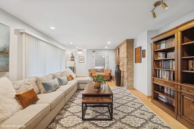 living room with light wood-type flooring