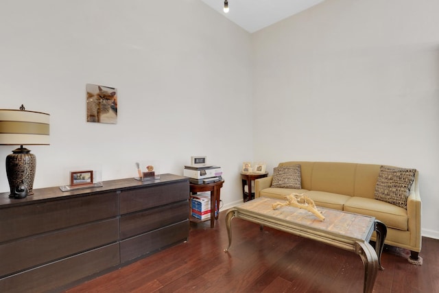 sitting room featuring dark hardwood / wood-style floors