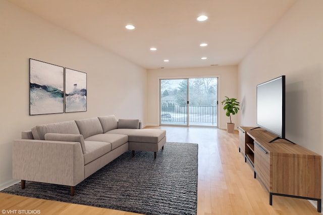 living room featuring light hardwood / wood-style flooring