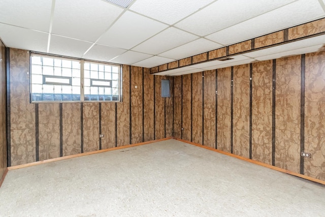 basement with a drop ceiling