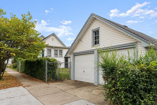 exterior space with a garage