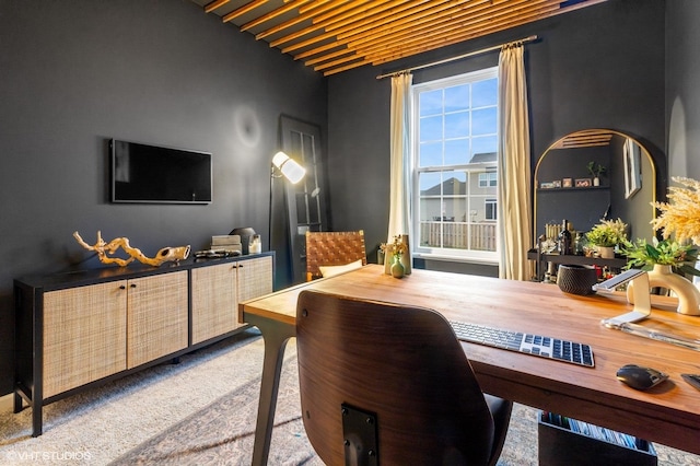 dining room featuring carpet flooring