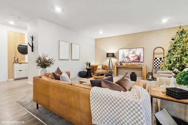 living room with light wood-type flooring