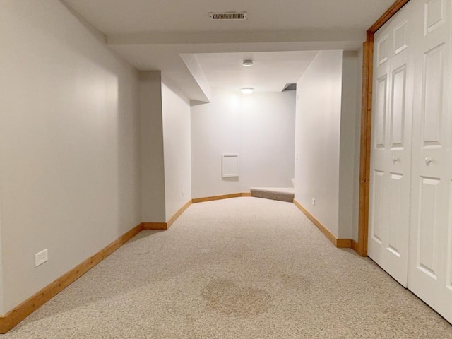 basement with carpet floors