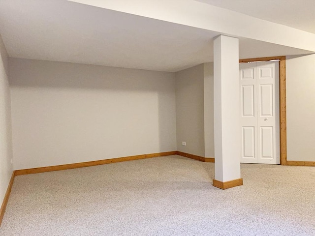 basement featuring carpet