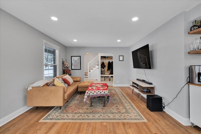 living room featuring wood-type flooring