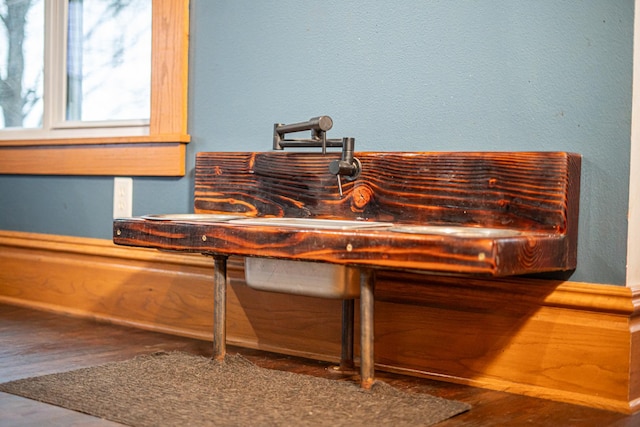 room details with wood-type flooring and sink