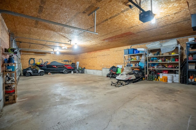 garage with a garage door opener