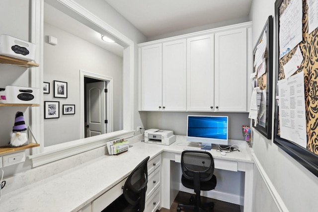 home office featuring built in desk