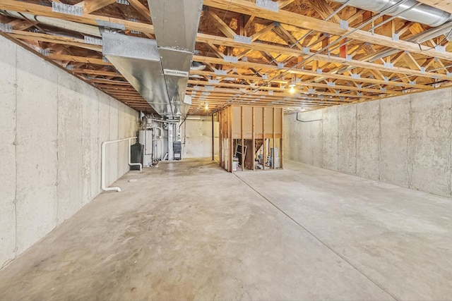 basement with water heater