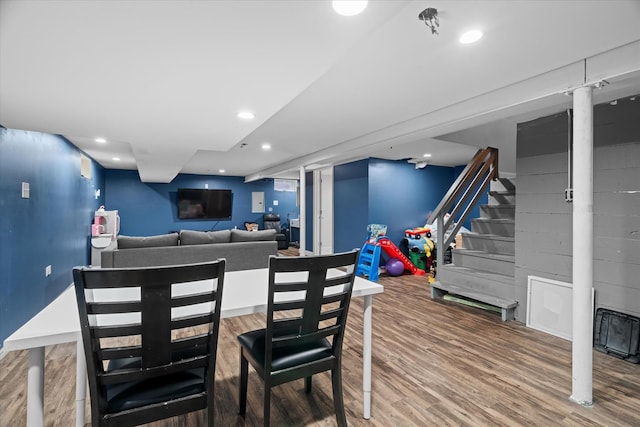 dining room with wood-type flooring