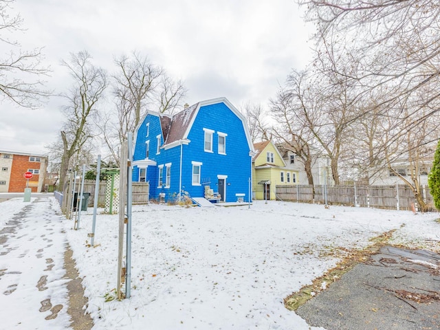 view of snow covered property