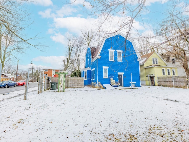 view of snow covered property