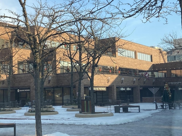 view of snow covered property