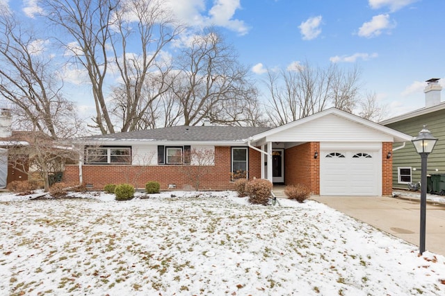 single story home with a garage