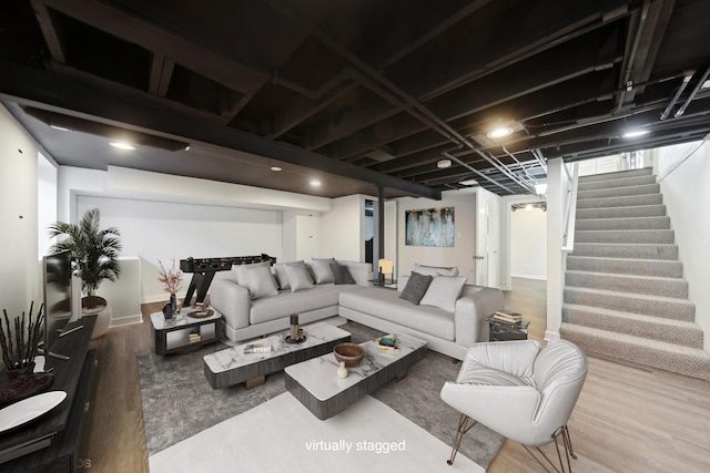 living room with hardwood / wood-style flooring