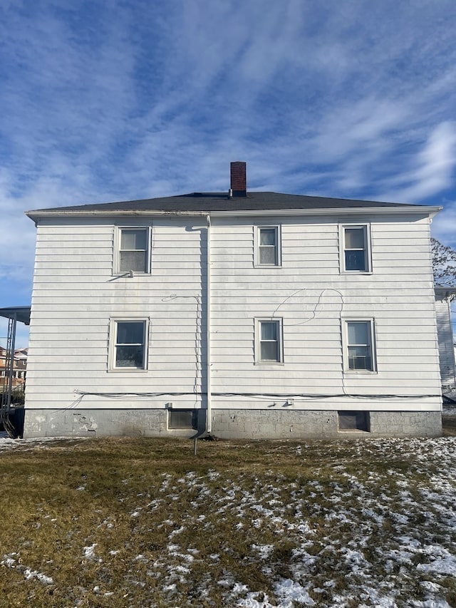 view of snow covered exterior