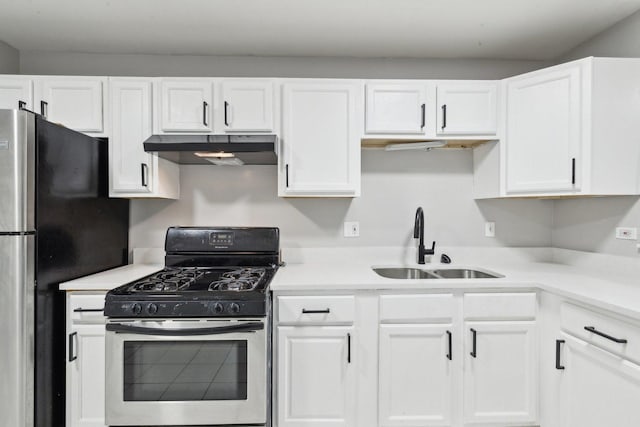 kitchen featuring white cabinets, sink, and stainless steel appliances