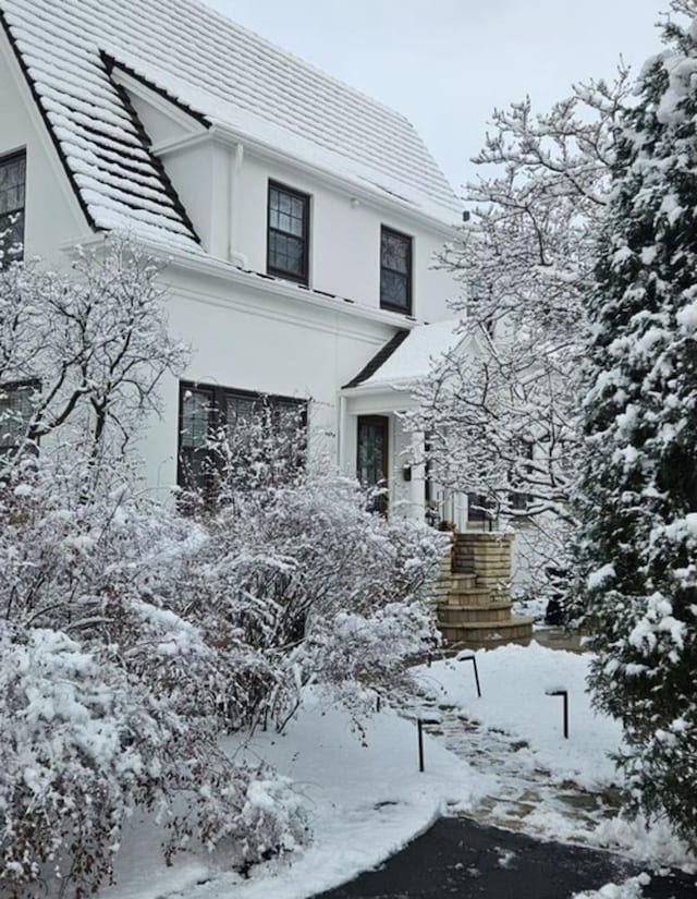 view of snow covered exterior