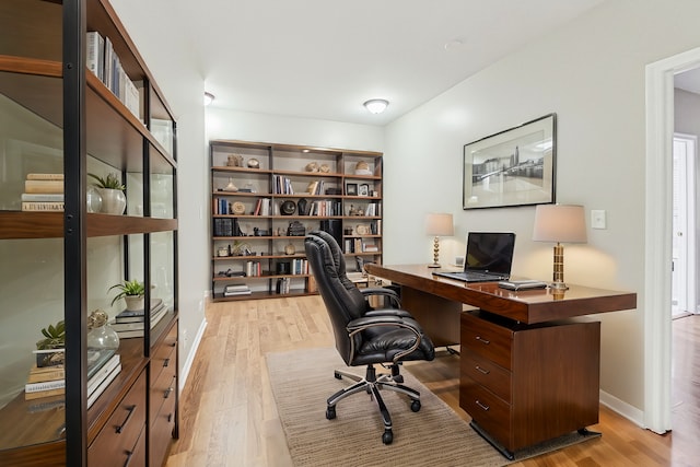 office space featuring light hardwood / wood-style flooring