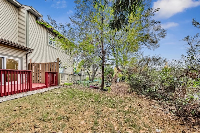 view of yard featuring a deck