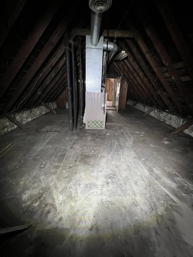 view of unfinished attic