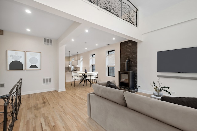 living room with light wood-type flooring