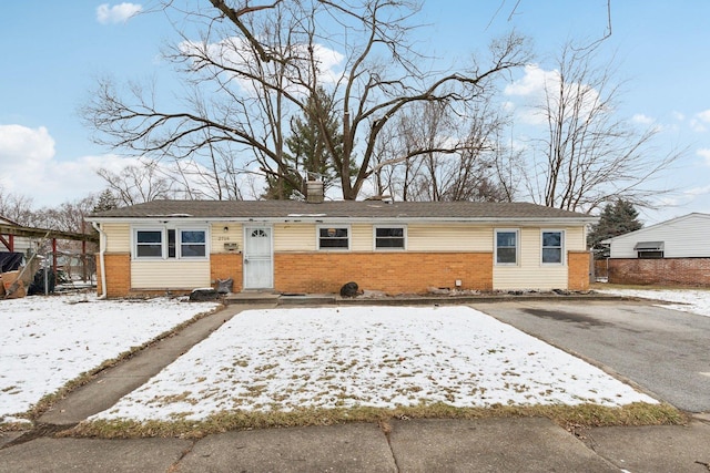 view of single story home