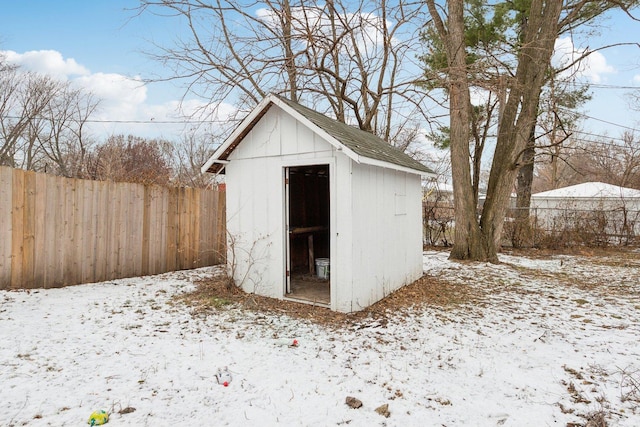 view of snow covered structure