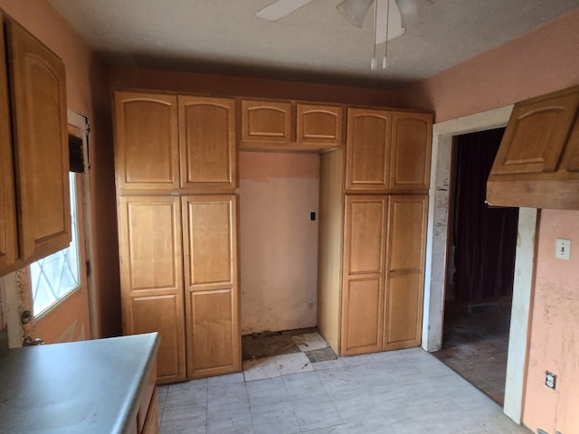 kitchen with ceiling fan