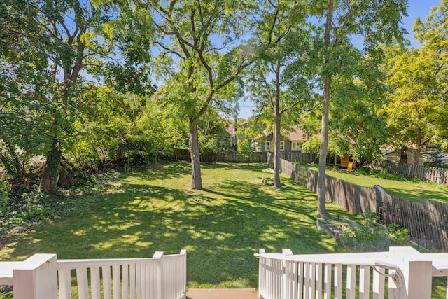 view of yard with a fenced backyard