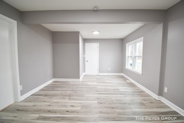 unfurnished room featuring light hardwood / wood-style floors