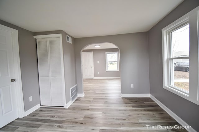 interior space with a wealth of natural light and light wood-type flooring