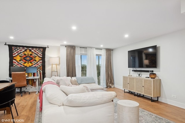 living room with hardwood / wood-style floors