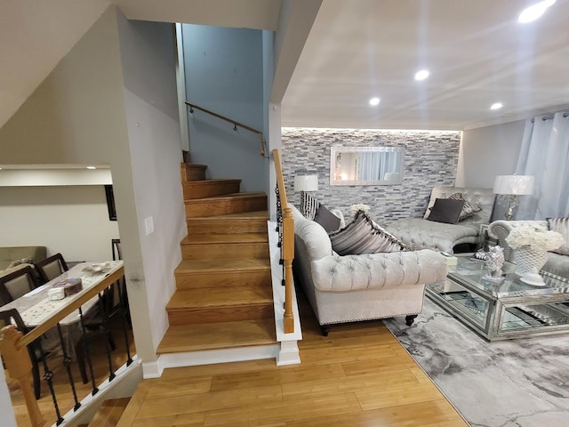 living room with light hardwood / wood-style flooring