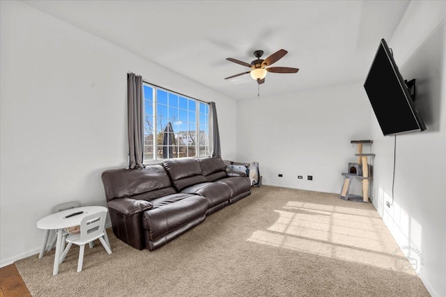 living room with ceiling fan