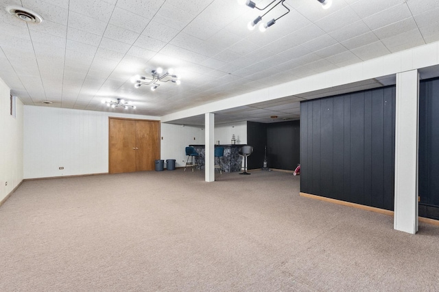 basement with carpet