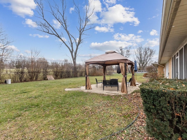 view of yard with a gazebo