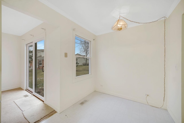 view of unfurnished dining area