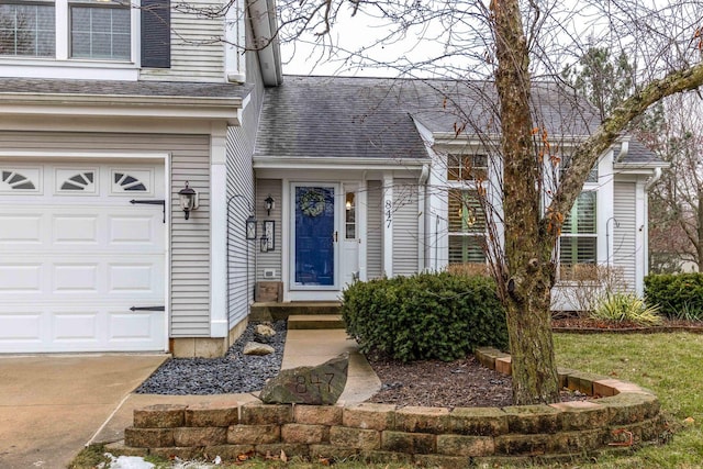 property entrance featuring a garage