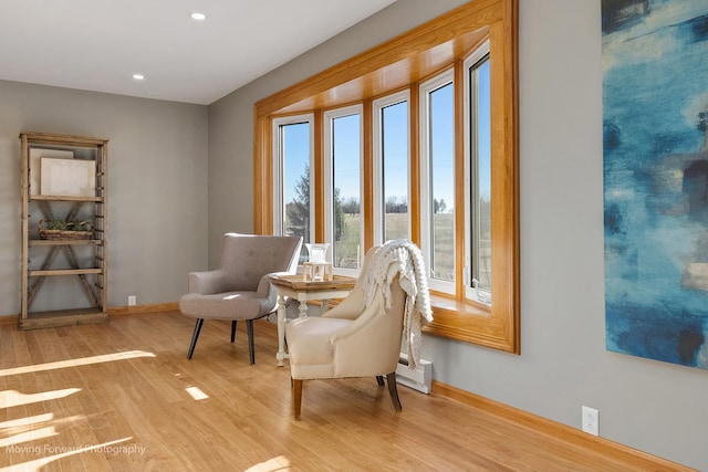 sitting room featuring light hardwood / wood-style floors