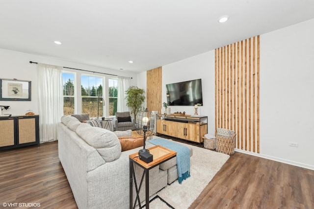 living room featuring hardwood / wood-style flooring