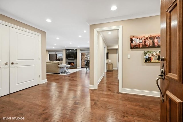 entrance foyer featuring dark hardwood / wood-style floors