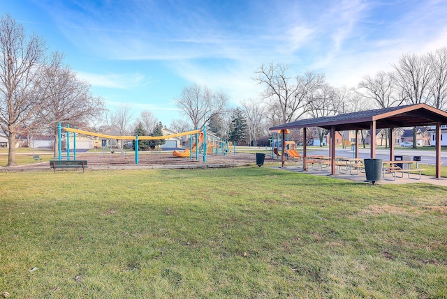 view of yard with a gazebo and volleyball court